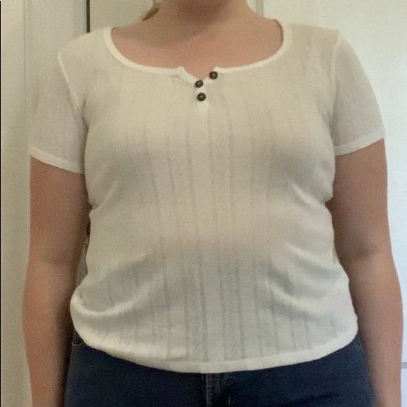 White Henley-Style Tee - Picture 4 of 6